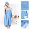 Adjustable Closure Bathrobe, Bath Towel Wrap Set, Soft Microfiber Women Body Wrap Set Spa Towel Bathrobe Shower Skirt with Fast Dry Hair Drying for Gym Spa Sauna Steam Room Locker view 2