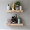 Urban Legacy Modern Hardwood Floating Accent Shelves | Set of 2 | Wormy Maple | Furniture Grade Clear Coat | Amish Handcrafted, Lancaster, PA (48" x 7" x 2") view 1