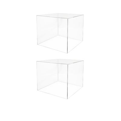 2 Pack Acrylic Display Riser Box with One Open Side Versatile 12" x 12" x 9" No LId Clear Dust Cover Retail Product Riser or Merchandise Storage Bin by Marketing Holders