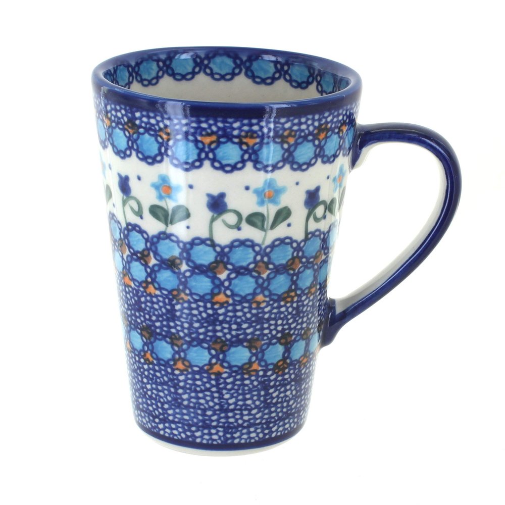 Blue Rose Polish Pottery - Blue Savannah Large Coffee Mug - 14 oz - Oversized Mug for Coffee Lovers