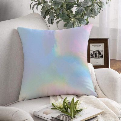 Throw Pillow Cover Iridescent Holographic Pearl Nacreous Multicolor Rosy Rainbow Delicate Beautiful Abstract Textures Decorative Soft Pillowcase Square Cushion for Farmhouse Couch Chair 18x18 Inch