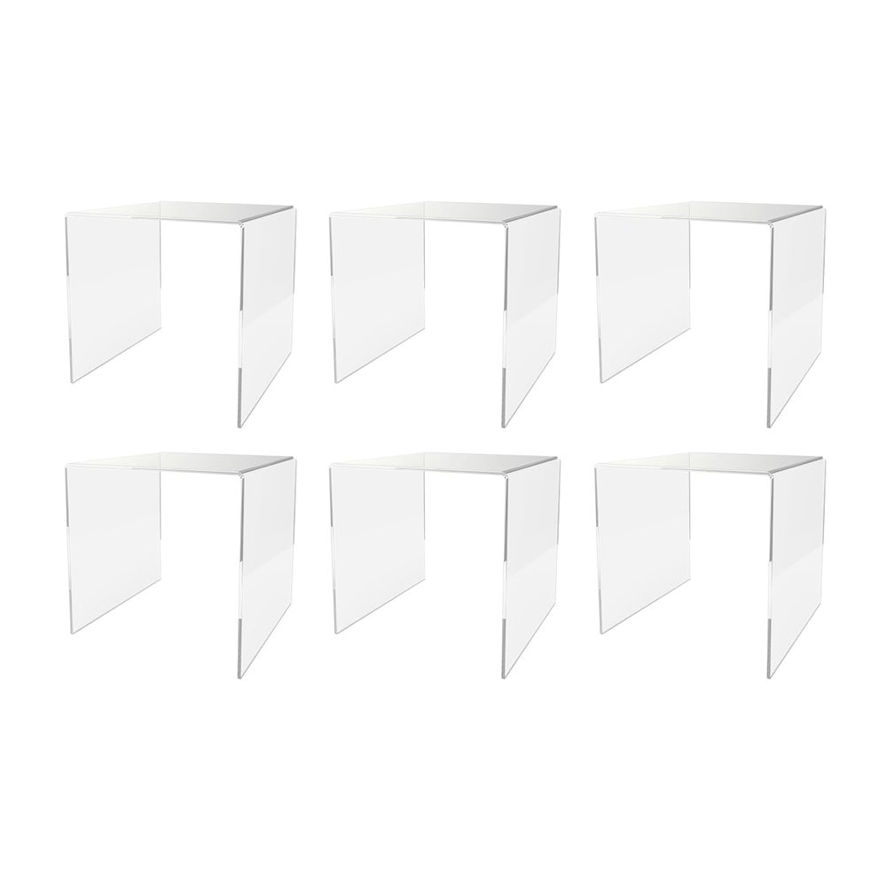 Marketing Holders 6 Pack Clear Acrylic Riser Display Stand 7" Square Products Platform Retail Products Showcase Plexiglass Counter or Tabletop Decor One Piece Pedestal