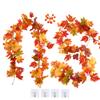 2 Pack Artificial Maple Leaf Garland with Fruits, 5.9ft Fall Leaves Hanging Vine for Wall Doorway Backdrop Fireplace Wedding Party Decorations view 1