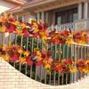 2 Pack Artificial Maple Leaf Garland with Fruits, 5.9ft Fall Leaves Hanging Vine for Wall Doorway Backdrop Fireplace Wedding Party Decorations view 4