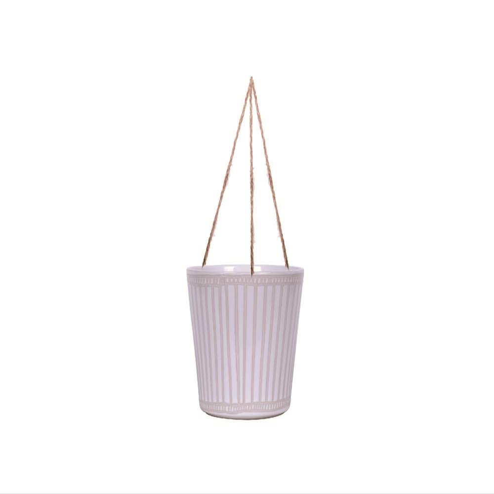 Blue Sky Ceramic Hanging Angelo Stripe 6.5'' Flower Pot, Multi Color