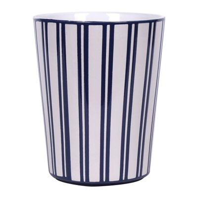 Blue Sky Ceramic Wide Blue Stripe 5'' Flower Pot, Multi Color