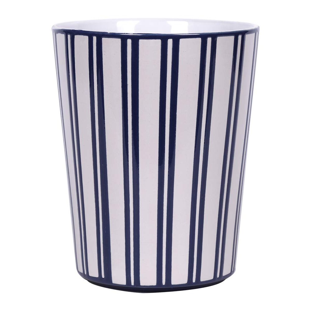 Blue Sky Ceramic Wide Blue Stripe 5'' Flower Pot, Multi Color