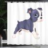 Ambesonne Boston Terrier Shower Curtain, Cartoon of a Puppy Cheerful Playful Animal Friend Composition, Cloth Fabric Bathroom Decor Set with Hooks, 69" W x 84" L, Dark Indigo White view 3