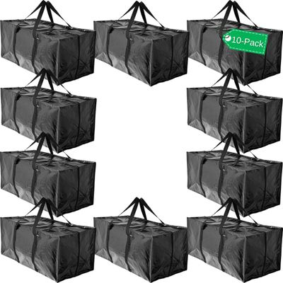 BAG-THAT! 10 Moving Bags Heavy Duty Extra Large Stronger Handles Wrap Storage Totes Zippered Reusable Packing Bags Moving Supplies Storage Boxes Storage totes Moving Boxes Packing Supplies Packing Box
