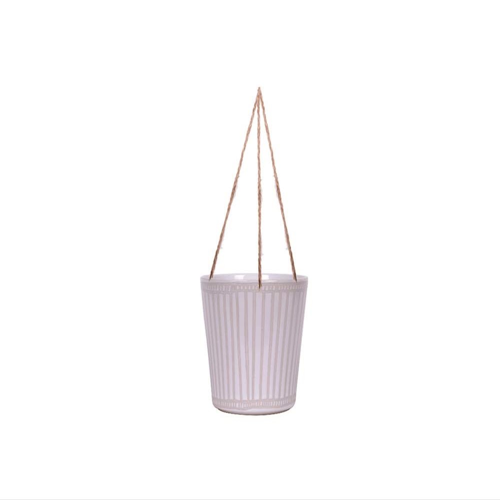 Blue Sky Ceramic Hanging Angelo Stripe 5'' Flower Pot, Multi Color