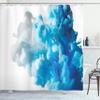 Ambesonne Abstract Shower Curtain, Abstract Illustration Clouds Skyline Smoke Mixed Liquid Flow Movement Art Print, Cloth Fabric Bathroom Decor Set with Hooks, 69" W x 70" L, Blue Ecru view 1