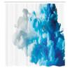 Ambesonne Abstract Shower Curtain, Abstract Illustration Clouds Skyline Smoke Mixed Liquid Flow Movement Art Print, Cloth Fabric Bathroom Decor Set with Hooks, 69" W x 70" L, Blue Ecru view 2