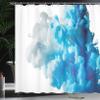 Ambesonne Abstract Shower Curtain, Abstract Illustration Clouds Skyline Smoke Mixed Liquid Flow Movement Art Print, Cloth Fabric Bathroom Decor Set with Hooks, 69" W x 70" L, Blue Ecru view 3