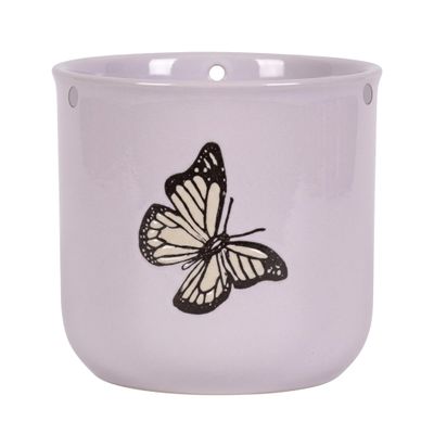 Blue Sky Clayworks Hanging Lilyanna Butterfly 5'' Flower Pot, Lilac Flutter for Garden Nooks