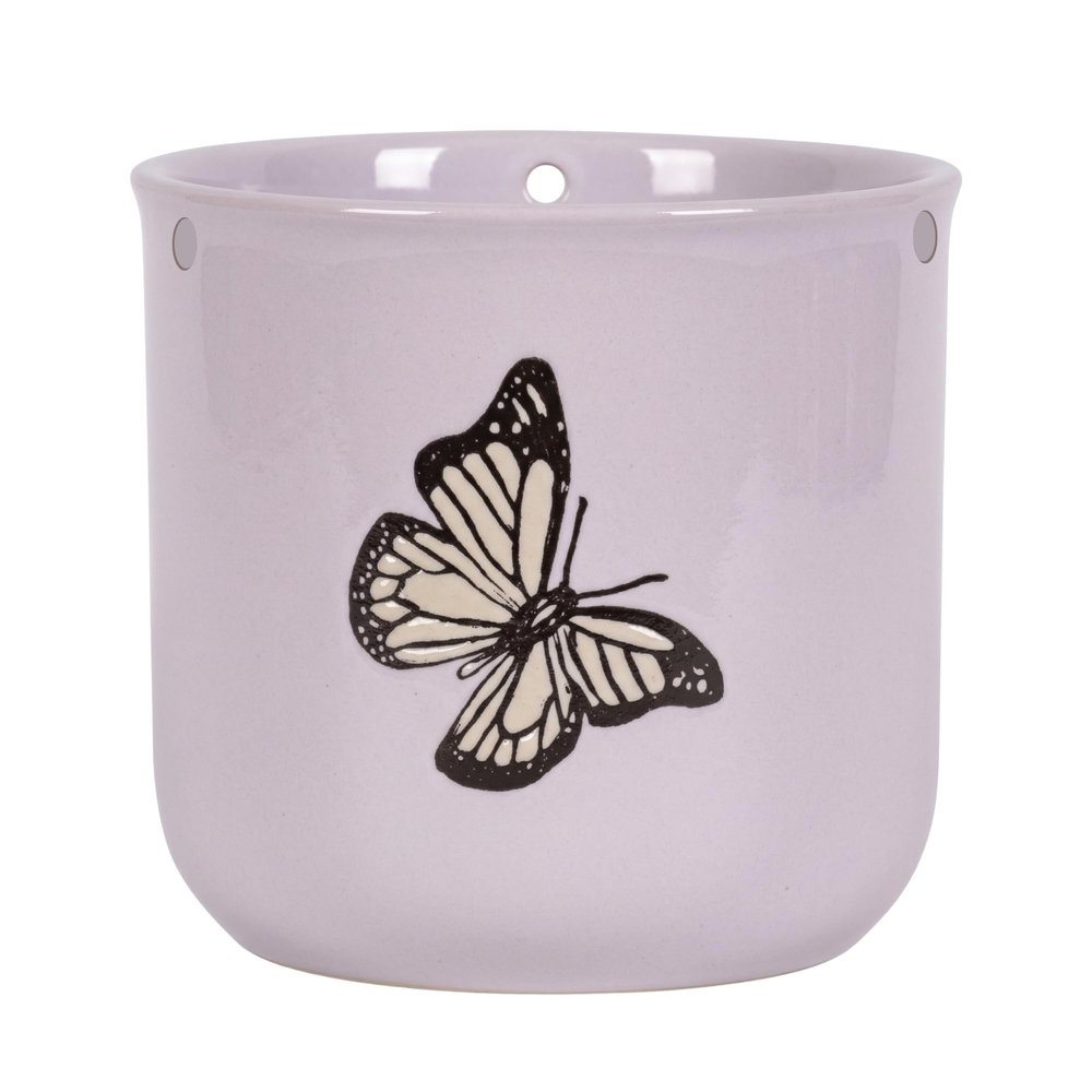 Blue Sky Clayworks Hanging Lilyanna Butterfly 5'' Flower Pot, Lilac Flutter for Garden Nooks