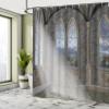 Ambesonne Fantasy Shower Curtain, Crepuscular Rays Streaming Through Stained Glass Window Palace Castle, Cloth Fabric Bathroom Decor Set with Hooks, 69" W x 75" L, Grey Cream White view 4