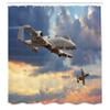 Ambesonne Airplane Shower Curtain, Peacekeepers Mission Jet up International Flight Picture Aviation Theme Image, Cloth Fabric Bathroom Decor Set with Hooks, 69" W x 70" L, Blue Grey view 2