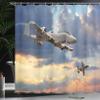 Ambesonne Airplane Shower Curtain, Peacekeepers Mission Jet up International Flight Picture Aviation Theme Image, Cloth Fabric Bathroom Decor Set with Hooks, 69" W x 70" L, Blue Grey view 3