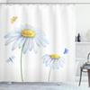 Ambesonne Dragonfly Shower Curtain, Chamomiles Moths Dragonflies Refreshing Nature Template Soft Colors Art, Cloth Fabric Bathroom Decor Set with Hooks, 69" W x 75" L, Yellow White view 1