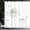 Ambesonne Dragonfly Shower Curtain, Chamomiles Moths Dragonflies Refreshing Nature Template Soft Colors Art, Cloth Fabric Bathroom Decor Set with Hooks, 69" W x 75" L, Yellow White view 3