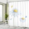 Ambesonne Dragonfly Shower Curtain, Chamomiles Moths Dragonflies Refreshing Nature Template Soft Colors Art, Cloth Fabric Bathroom Decor Set with Hooks, 69" W x 75" L, Yellow White view 4