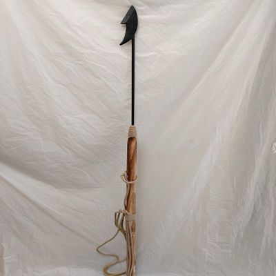 DRH Steel Tipped Harpoon - Distressed Solid Wood Nautical Decor - Fishing Spear with Metal Rod - Perfect Decorative Fishing Harpoon Spear Gift for Sailors (Tipped Fishing Harpoon)
