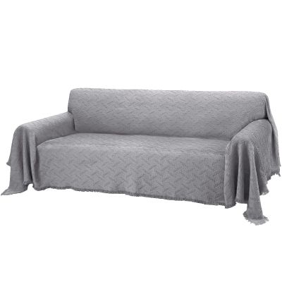 Rose Home Fashion Geometrical Throw Sofa Cover Blanket, Washable Couch Covers for 3 Cushion Couch Sofa Pet Friendly, Furniture Protector for Dogs (Large, Light Grey)