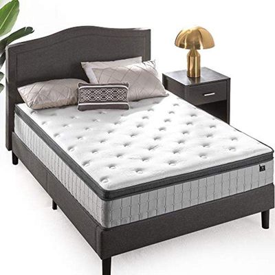 Zinus 12 Inch Comfort Support Cooling Gel Hybrid Mattress, Queen, Euro Top Innerspring Mattress, Motion Isolating Pocket Springs, Mattress in A Box