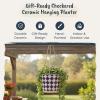 Blue Sky Ceramic Hanging Check 5'' Flower Pot, Multi Color view 4