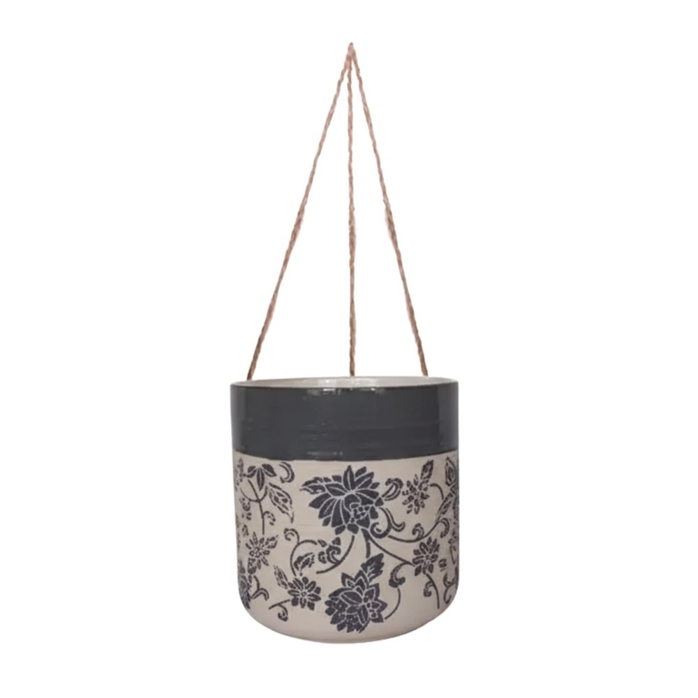 Blue Sky Ceramic Hanging Rambling Floral 5'' Flower Pot