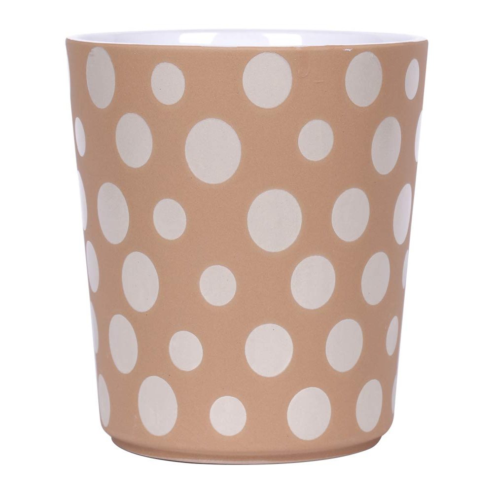 Blue Sky Clayworks 6 Polka Dot Sand Flower Pot, Ceramic, 6.71" x 5.89" x 4.63", Playful Neutral Pop