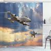 Ambesonne Airplane Shower Curtain, Peacekeepers Mission Jet up International Flight Picture Aviation Theme Image, Cloth Fabric Bathroom Decor Set with Hooks, 69" W x 75" L, Blue Grey view 1