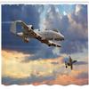 Ambesonne Airplane Shower Curtain, Peacekeepers Mission Jet up International Flight Picture Aviation Theme Image, Cloth Fabric Bathroom Decor Set with Hooks, 69" W x 75" L, Blue Grey view 2