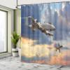 Ambesonne Airplane Shower Curtain, Peacekeepers Mission Jet up International Flight Picture Aviation Theme Image, Cloth Fabric Bathroom Decor Set with Hooks, 69" W x 75" L, Blue Grey view 4