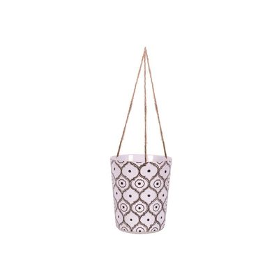Blue Sky Ceramic Hanging Cameo Trifoil 6.5'' Flower Pot, Multi Color