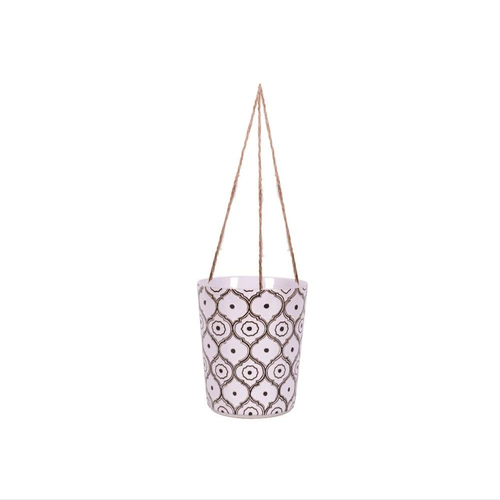Blue Sky Ceramic Hanging Cameo Trifoil 6.5'' Flower Pot, Multi Color