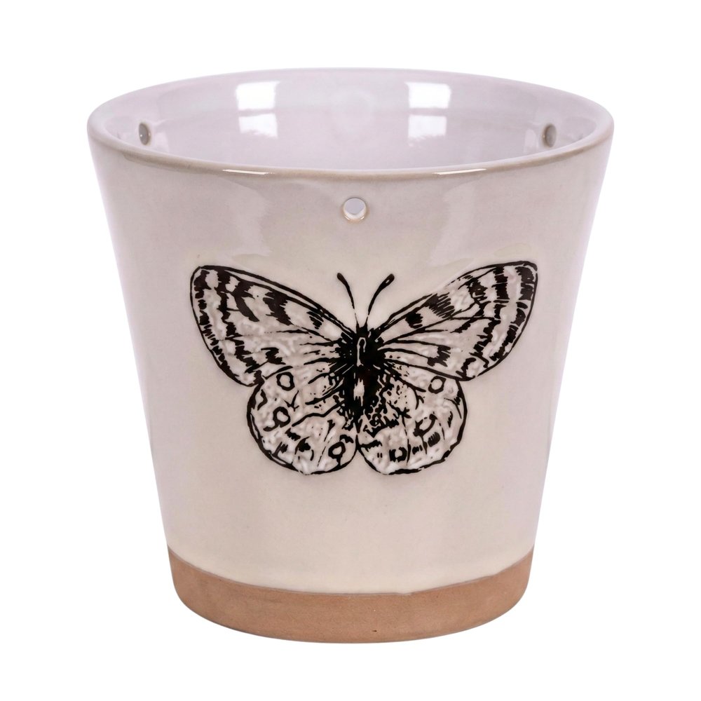 Blue Sky Ceramic Hanging Bella Butterfly 6.5" Flower Pot, Multi Color