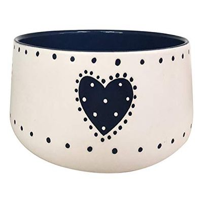 Blue Sky Ceramic Country Heart 7'' Flower Pot, Multi Color