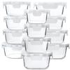 24-Piece Glass Food Storage Containers with Upgraded Snap Locking Lids,Glass Meal Prep Containers Set - Airtight Lunch Containers, Microwave, Oven, Freezer and Dishwasher,White view 1