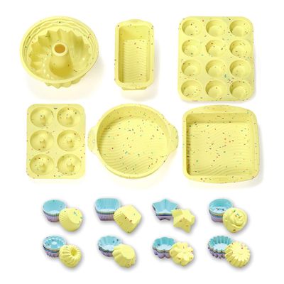 46PCS Silicone Bakeware Set Cake Molds Set For Baking, Including Baking Pan, Cake Mold, Cake Pan, Toast Mold, Muffin Pan, Donut Pan, And Cupcake Mold Silicone Baking Cups Set