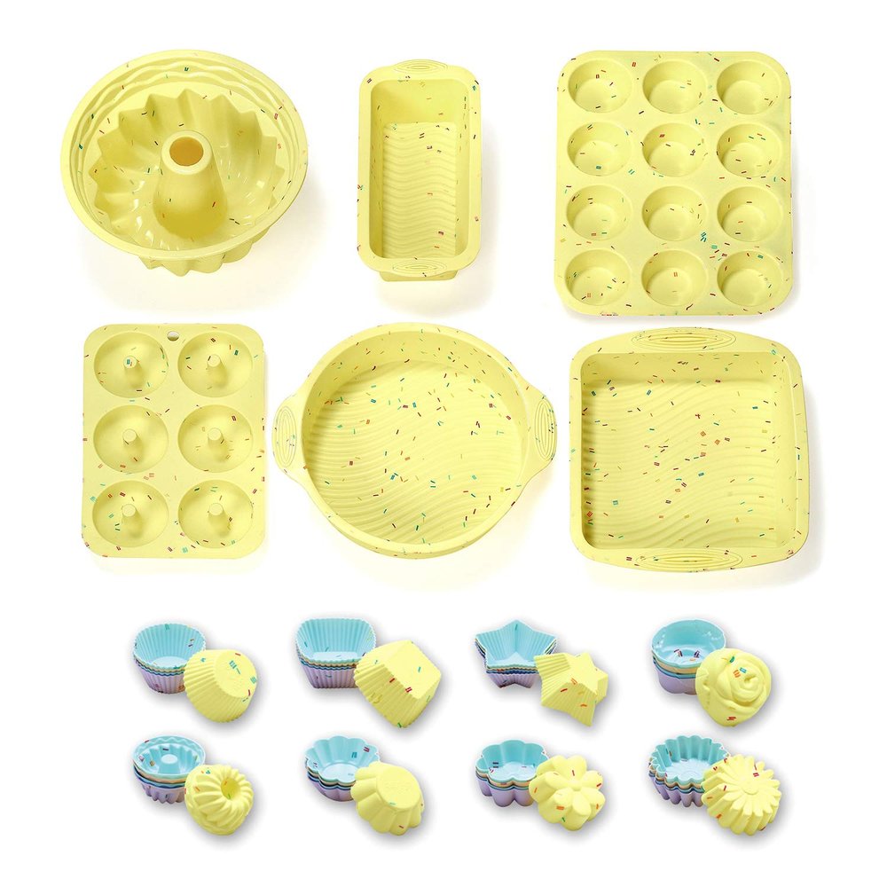 46PCS Silicone Bakeware Set Cake Molds Set For Baking, Including Baking Pan, Cake Mold, Cake Pan, Toast Mold, Muffin Pan, Donut Pan, And Cupcake Mold Silicone Baking Cups Set