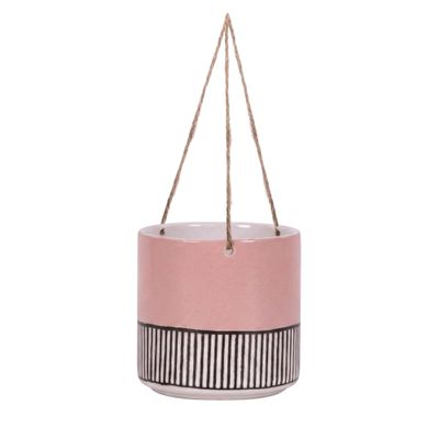 Blue Sky Ceramic Hanging Calvin 6.5" Flower Pot, Multi Color