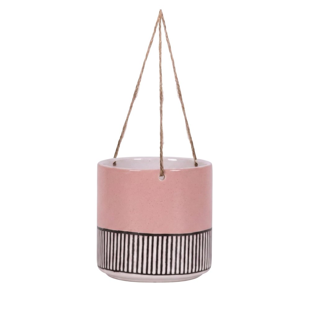 Blue Sky Ceramic Hanging Calvin 6.5" Flower Pot, Multi Color