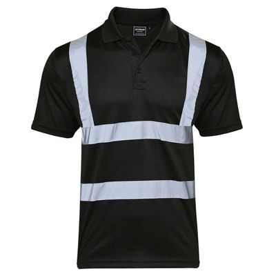 MA ONLINE Mens High Visibility Black Tshirt Boys Hi Viz Vis Short Sleeve Work Wear Shirt Black X-Large