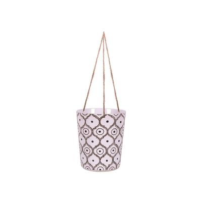 Blue Sky Ceramic Hanging Cameo Trifoil 5'' Flower Pot, Multi Color