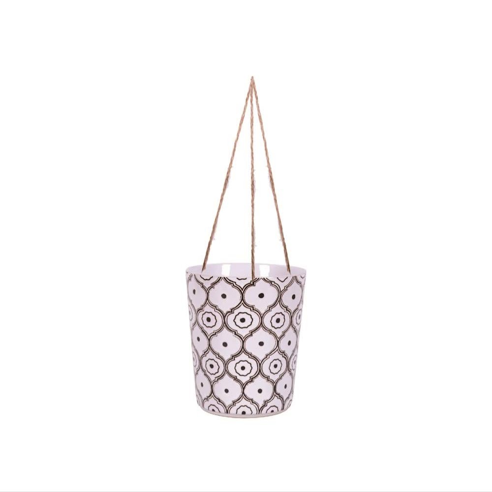 Blue Sky Ceramic Hanging Cameo Trifoil 5'' Flower Pot, Multi Color