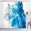 Ambesonne Abstract Shower Curtain, Abstract Illustration Clouds Skyline Smoke Mixed Liquid Flow Movement Art Print, Cloth Fabric Bathroom Decor Set with Hooks, 69" W x 84" L, Blue Ecru view 1