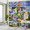 Ambesonne Ocean Shower Curtain, Collage of Underwater Photos with a Group of Tropical Art Fish Oceanic Pattern, Cloth Fabric Bathroom Decor Set with Hooks, 69" W x 70" L, Yellow Blue view 4