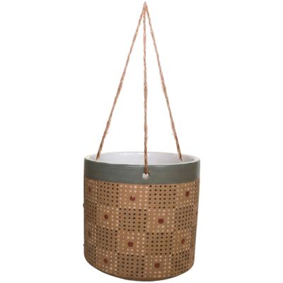 Blue Sky Ceramic Hanging Cranston 6.5" Flower Pot, Multi Color