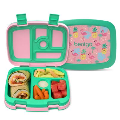 Bentgo Kids Prints Leak-Proof, 5-Compartment Bento-Style Kids Lunch Box - Ideal Portion Sizes for Ages 3-7, Durable, Drop-Proof, Dishwasher Safe, & PFAS & BPA-Free Materials (Tropical)